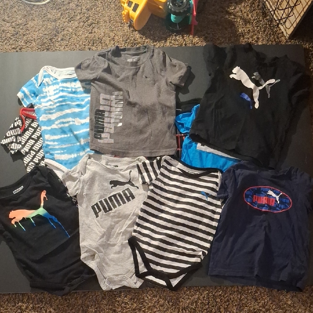 Puma Kids Short Sleeve Tees - Black, Gray, Blue, White